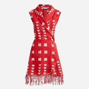 J Crew Studio 189 fringe wrap dress in dot
